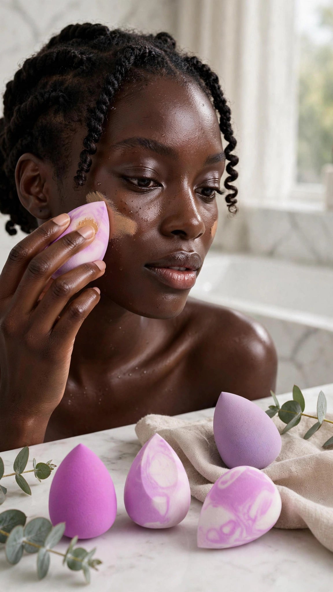 4-Piece Egg-Shaped Makeup Sponge Set – Wet & Dry Use, Foundation, Concealer & Powder
