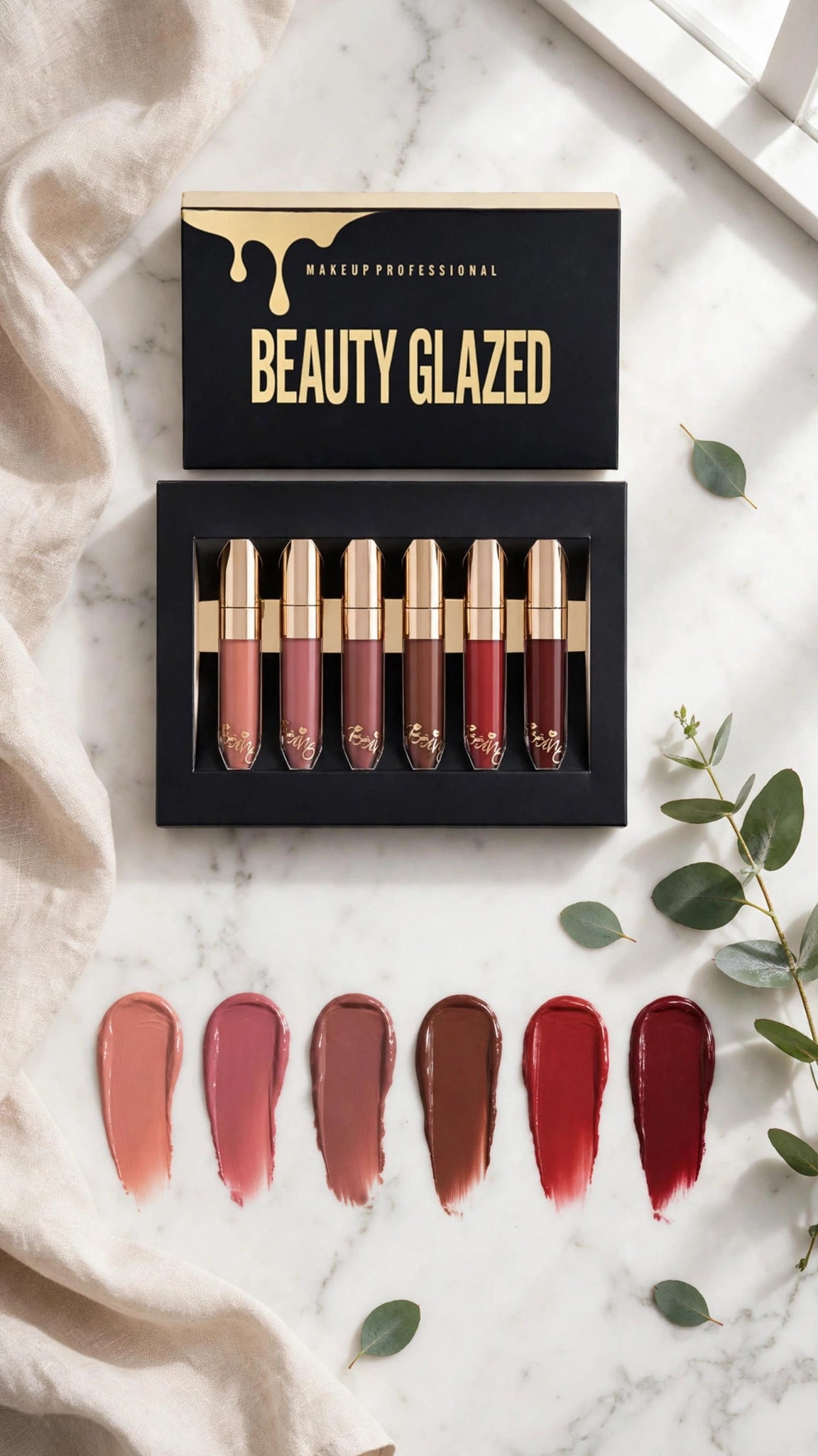 6-Piece Matte Velvet Liquid Lipstick Set – Waterproof Lip Tint & Matte Gloss
