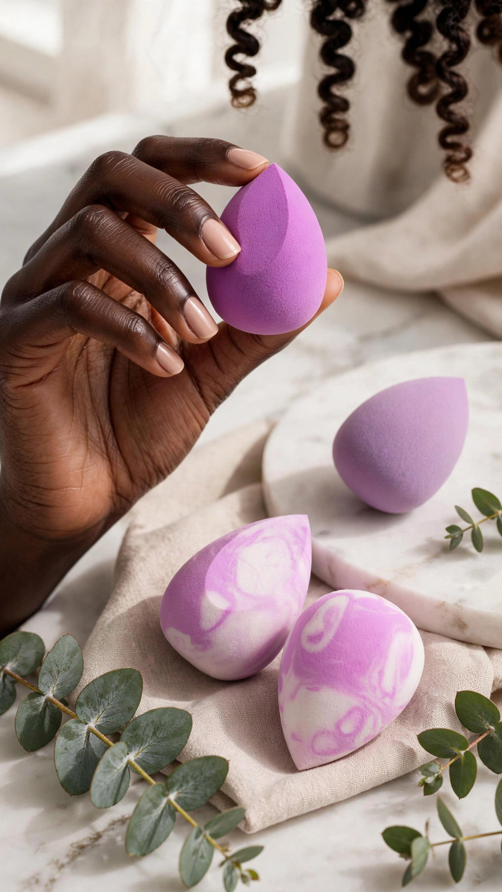 4-Piece Egg-Shaped Makeup Sponge Set – Wet & Dry Use, Foundation, Concealer & Powder