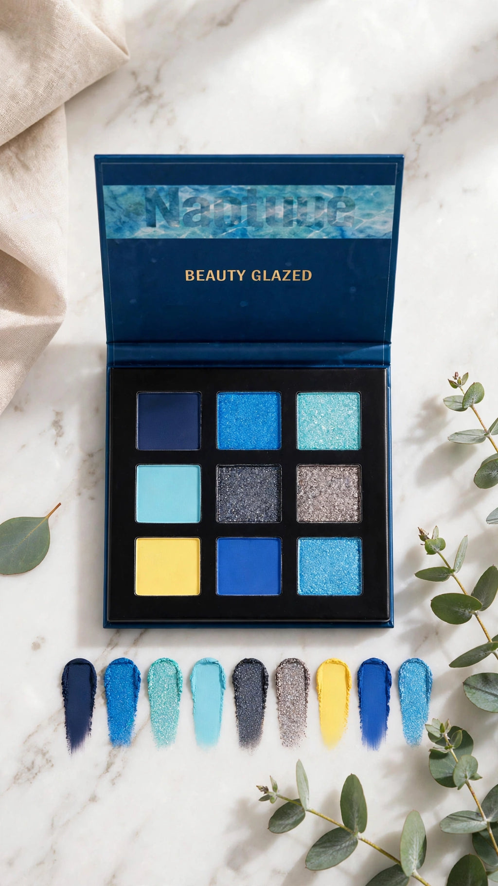 9-Colour Eyeshadow Palette – Matte, Shimmer, Glitter & Cream Textures