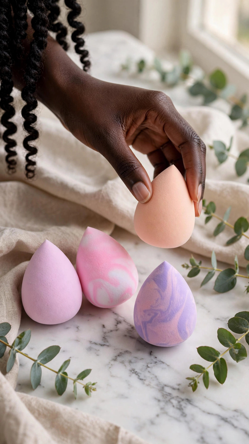 4-Piece Egg-Shaped Makeup Sponge Set – Wet & Dry Use for Foundation & Concealer