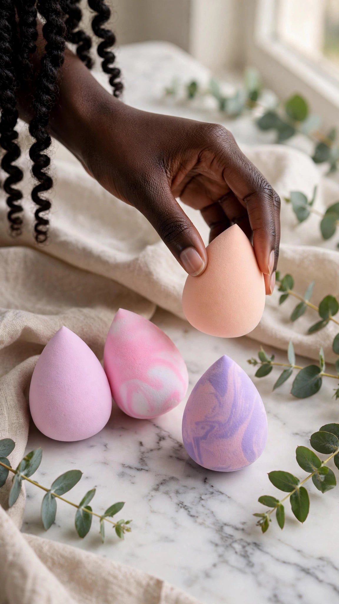 4-Piece Egg-Shaped Makeup Sponge Set – Wet & Dry Use for Foundation & Concealer