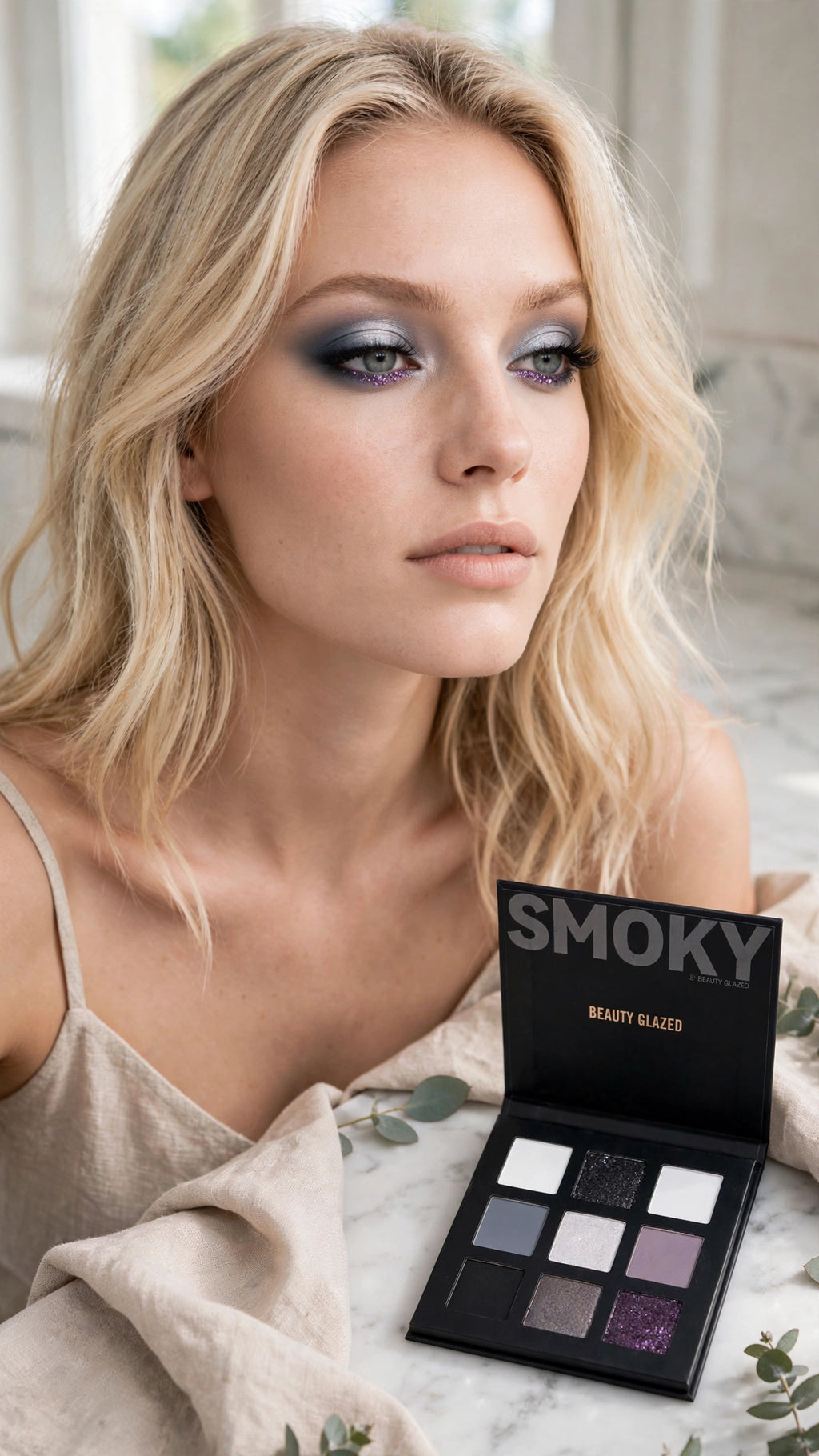 9-Colour Eyeshadow Palette – Matte, Shimmer, Glitter & Cream Textures