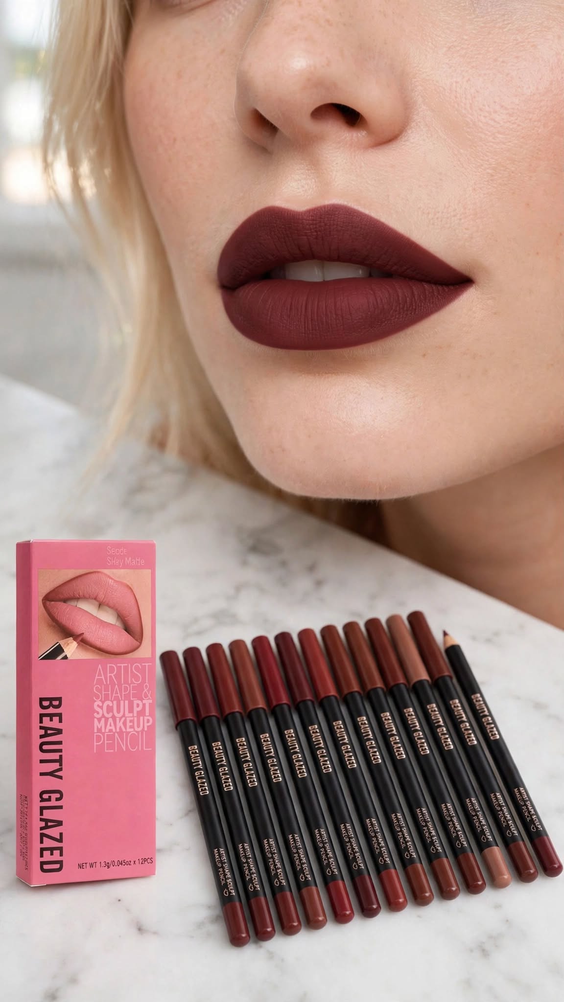 12-Piece Matte Nude Lip Liner Set – Waterproof, Long-Lasting & Smudge-Proof