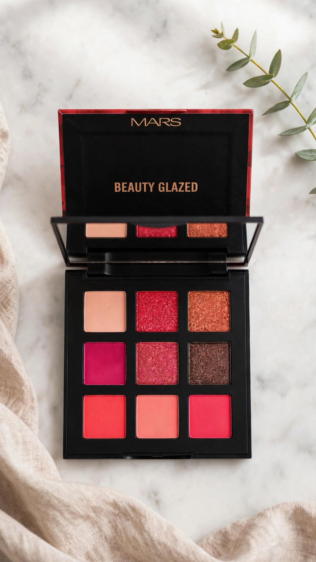 9-Colour Eyeshadow Palette – Matte, Shimmer, Glitter & Cream Textures