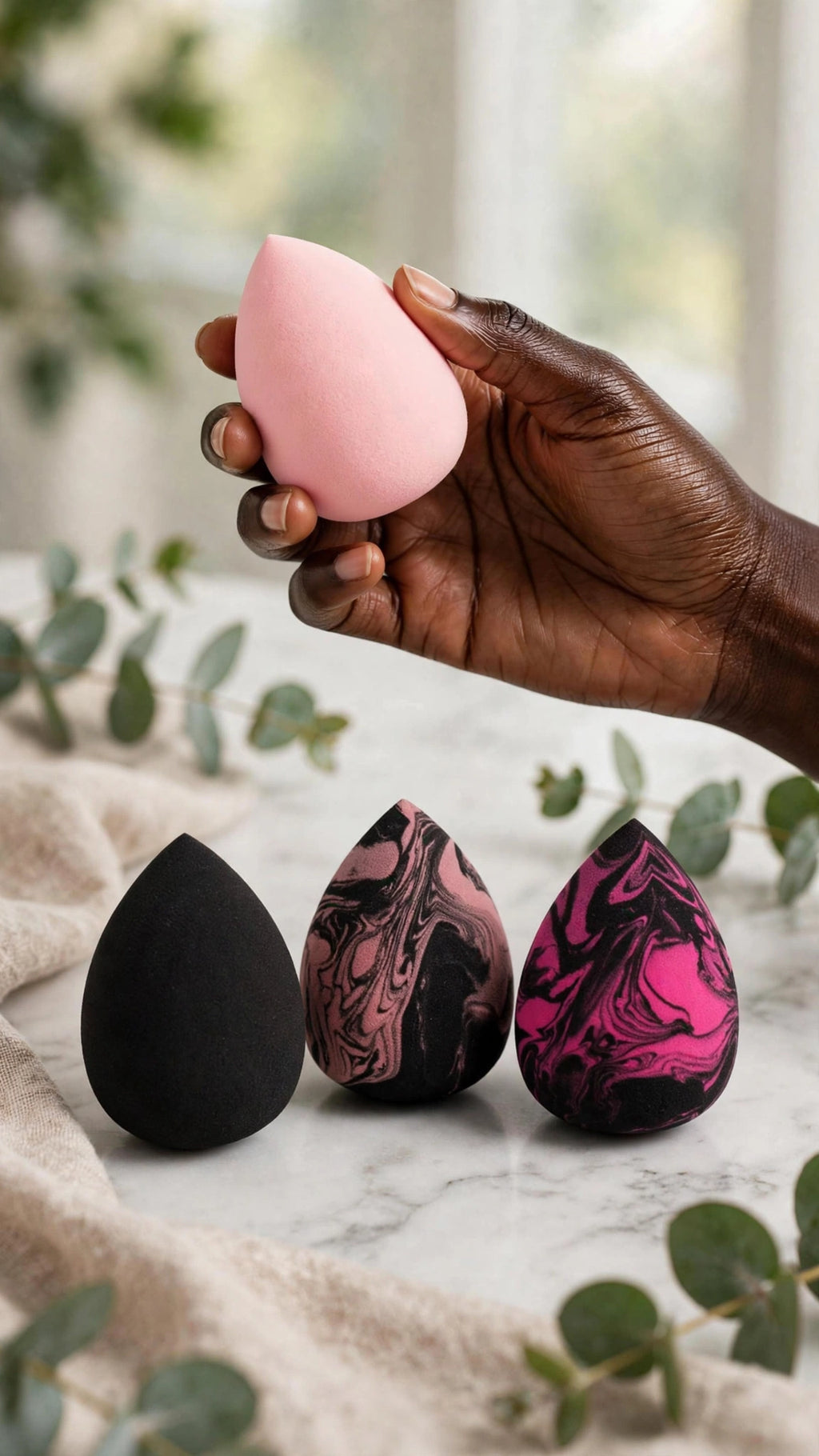 4-Piece Egg-Shaped Makeup Sponge Set – Wet & Dry Dual Use for Foundation & Concealer