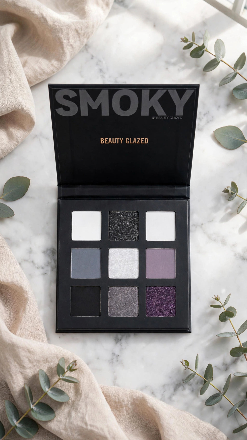 9-Colour Eyeshadow Palette – Matte, Shimmer, Glitter & Cream Textures
