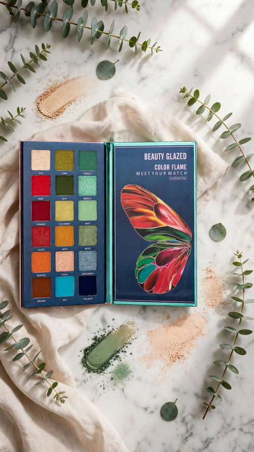 18-Colour Butterfly Eyeshadow Palette – Matte, Pearl & Glitter Shades