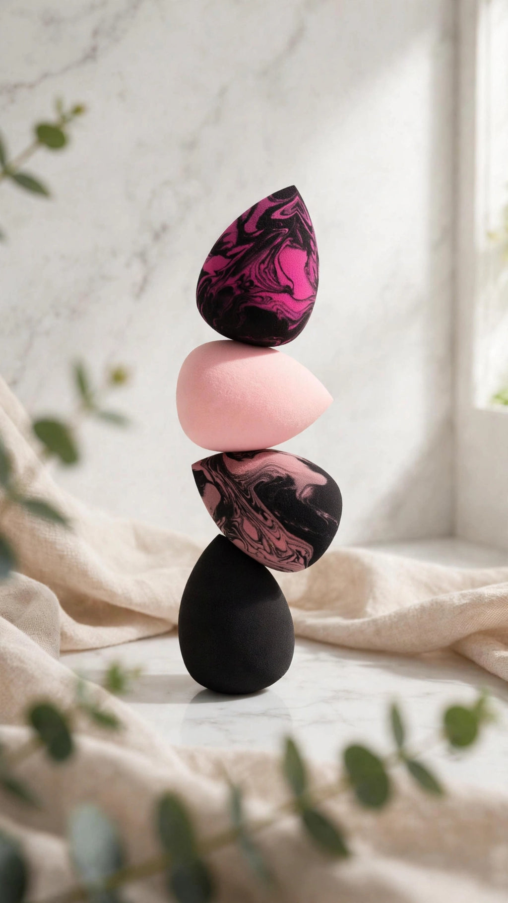 4-Piece Egg-Shaped Makeup Sponge Set – Wet & Dry Dual Use for Foundation & Concealer