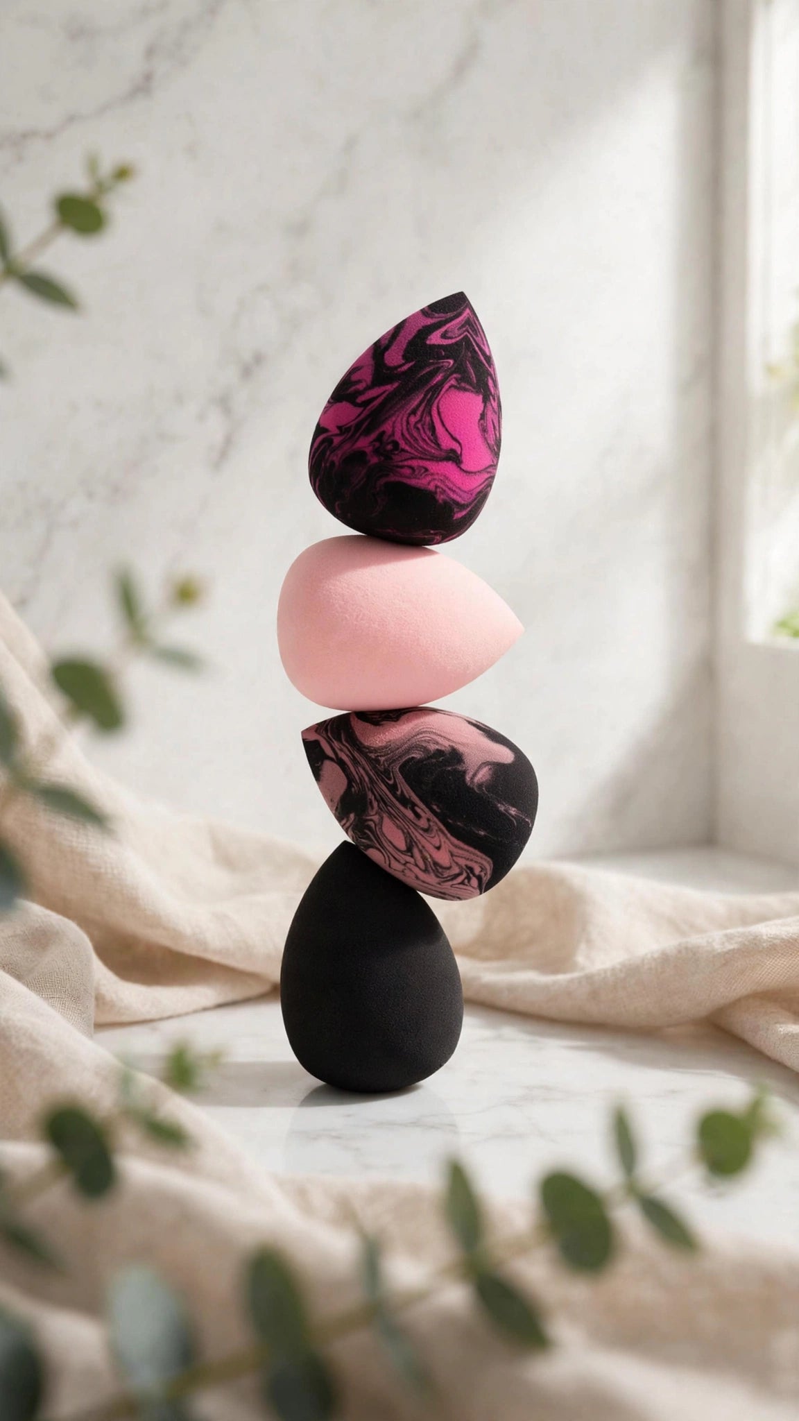 4-Piece Egg-Shaped Makeup Sponge Set – Wet & Dry Dual Use for Foundation & Concealer