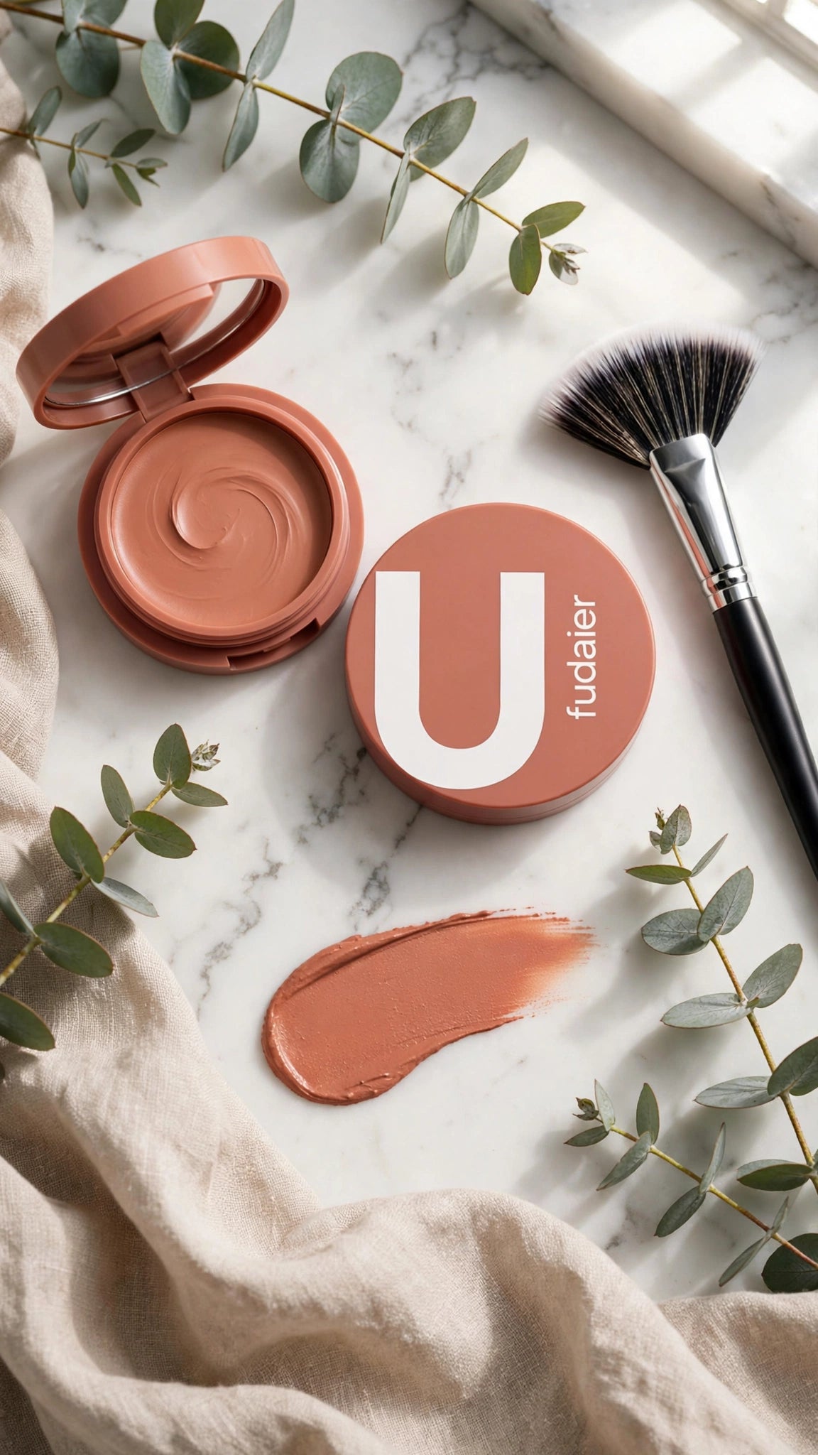 Highly Pigmented Fine Texture Blush with Brush – Waterproof 3D Contour Blush