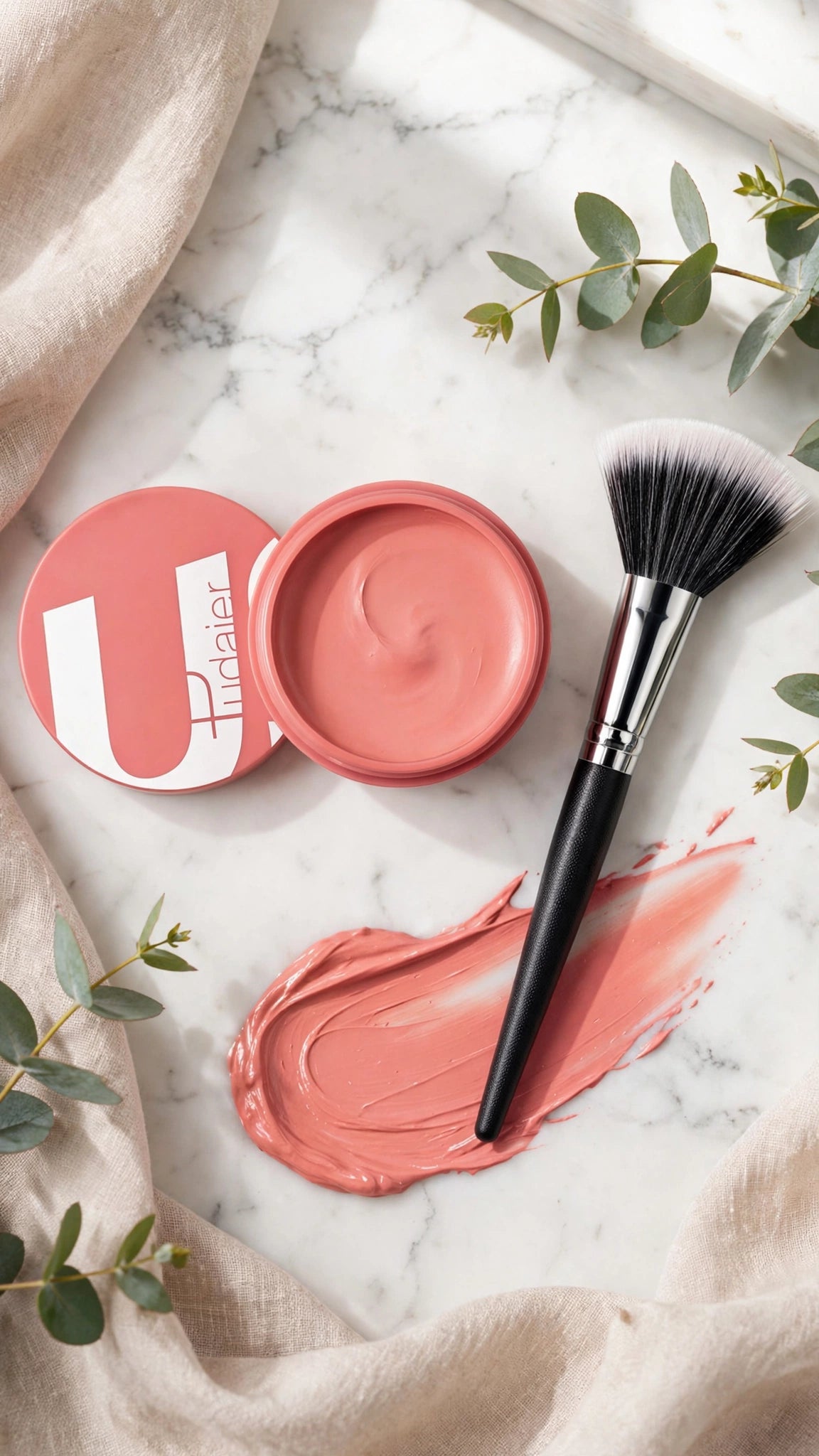 Highly Pigmented Fine Texture Blush with Brush – Waterproof 3D Contour Blush