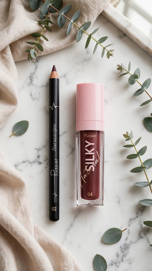 2-in-1 Lip Liner & Lip Gloss Set – Moisturising, Waterproof & Smudge-Proof