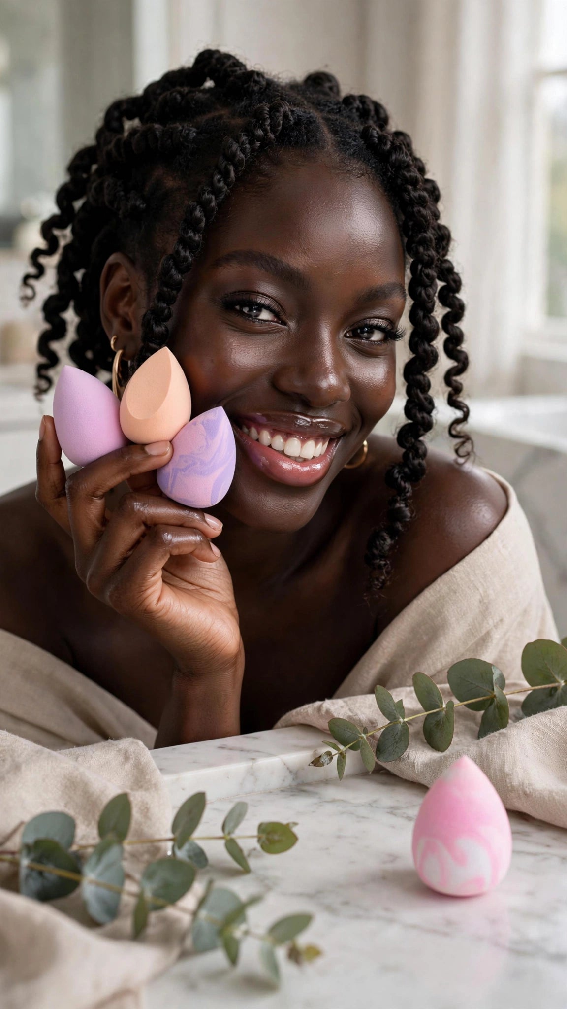 4-Piece Egg-Shaped Makeup Sponge Set – Wet & Dry Use for Foundation & Concealer