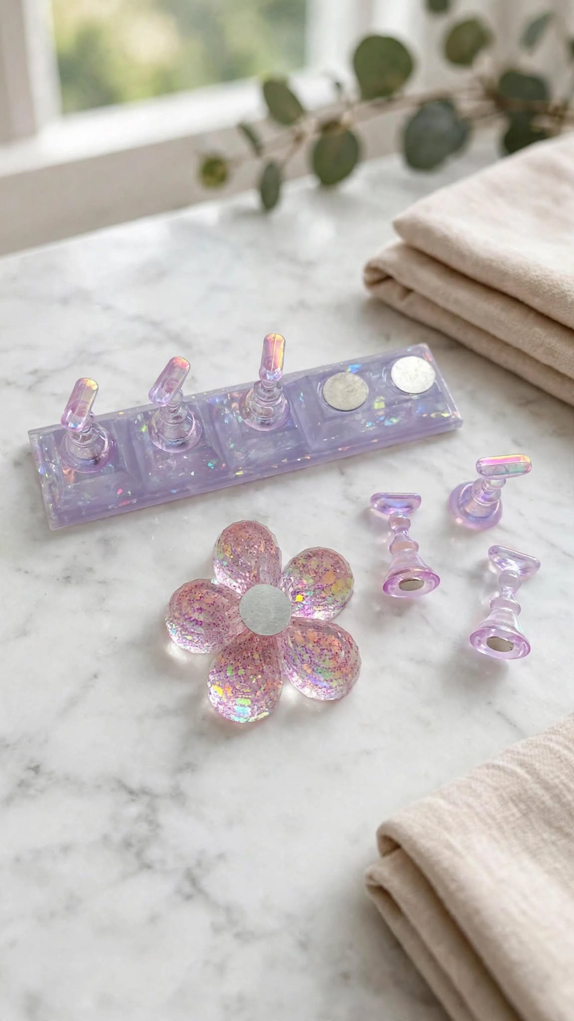 3D Acrylic Aurora Purple Nail Art Stand & Practice Set