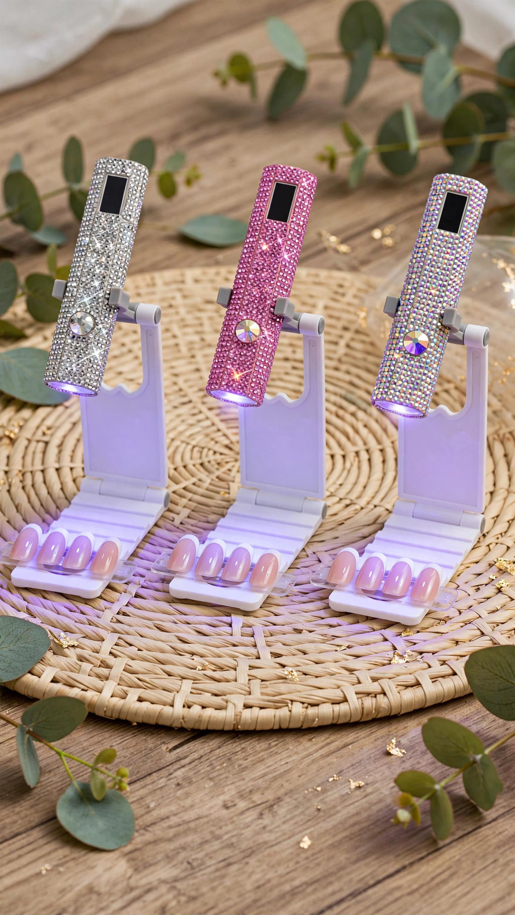 Diamond UV LED Nail Curing Lamp – Mini Portable Wearable Gel Nail Light with Stand