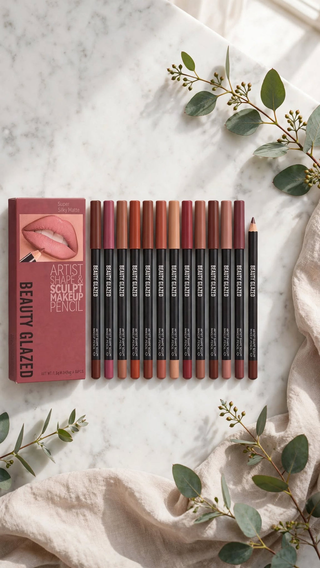 12-Piece Matte Nude Lip Liner Set – Waterproof, Long-Lasting & Smudge-Proof