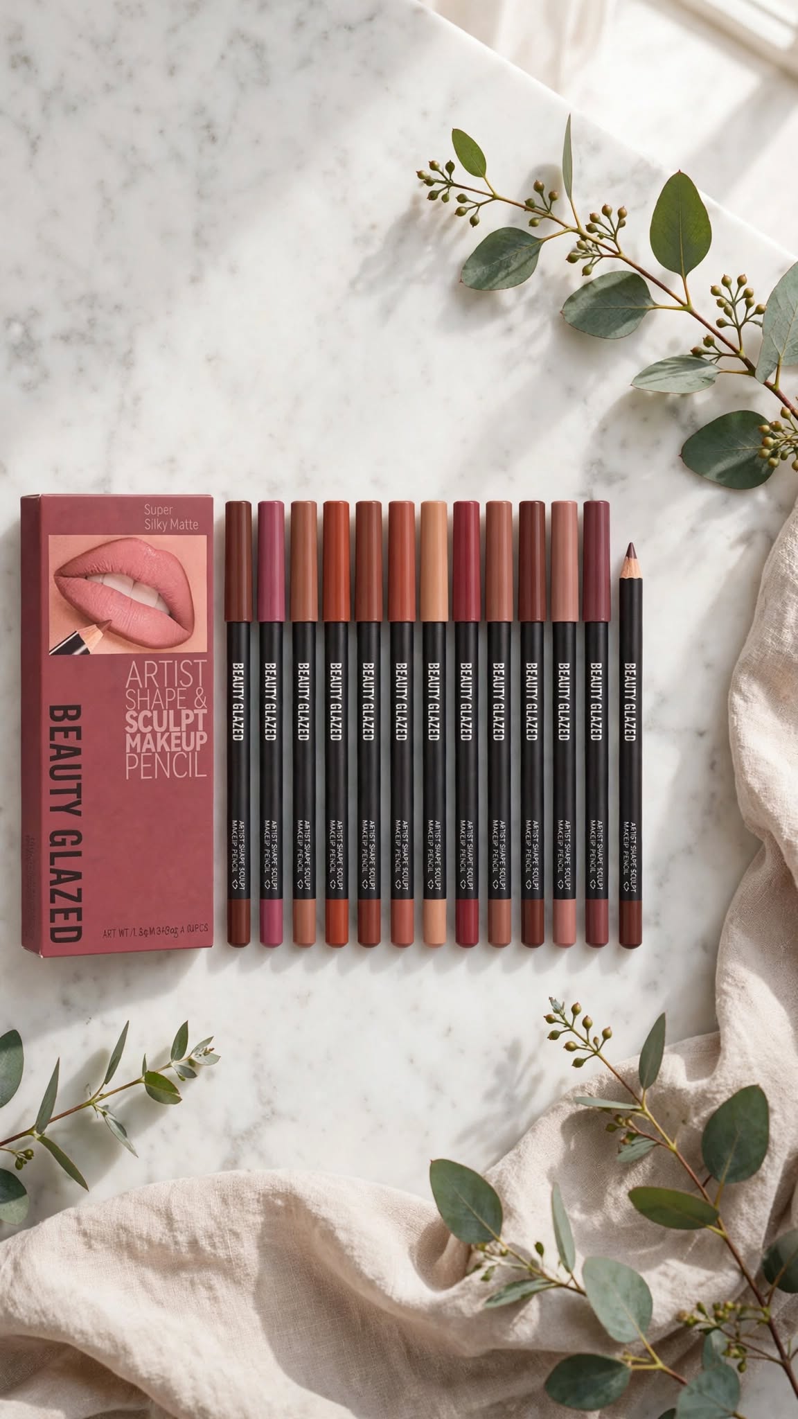 12-Piece Matte Nude Lip Liner Set – Waterproof, Long-Lasting & Smudge-Proof