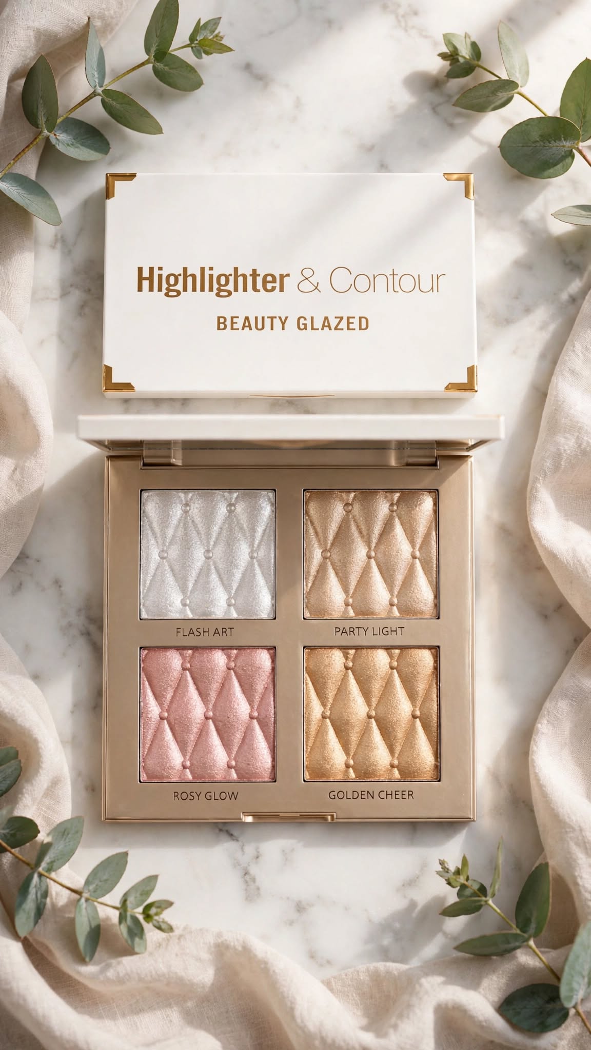 4-Colour Highlighter & Contour Palette – Bronzer, Eyeshadow & Brightening Shades