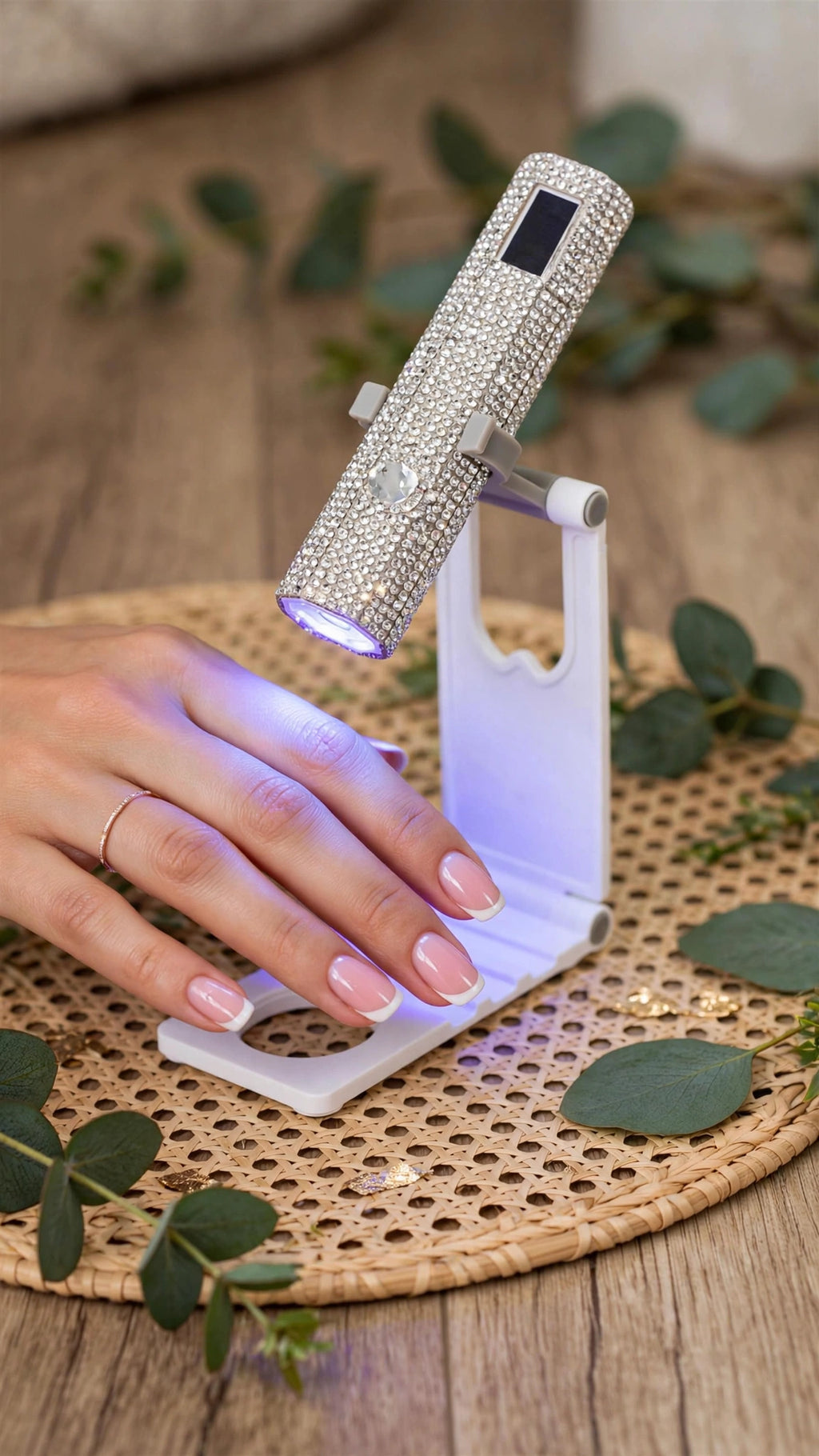 Diamond UV LED Nail Curing Lamp – Mini Portable Wearable Gel Nail Light with Stand
