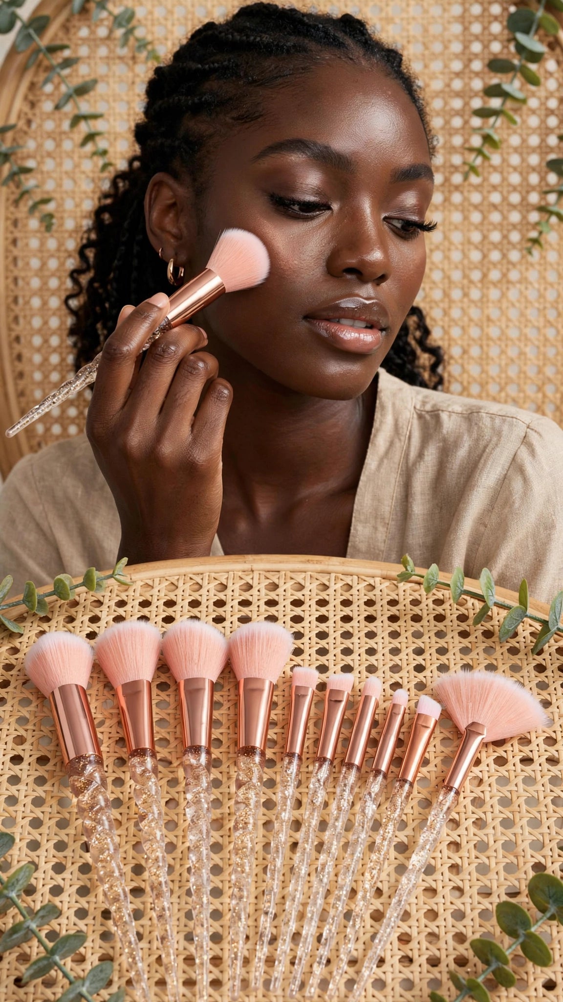 10pcs Gold Unicorn Spiral Handle Ergonomic Makeup Brush Set
