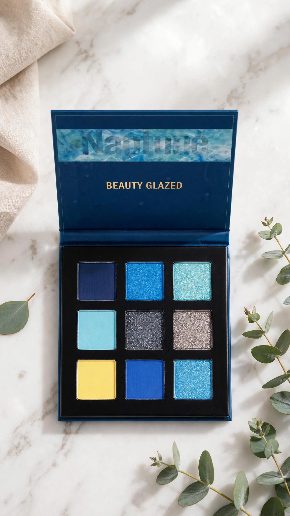 9-Colour Eyeshadow Palette – Matte, Shimmer, Glitter & Cream Textures