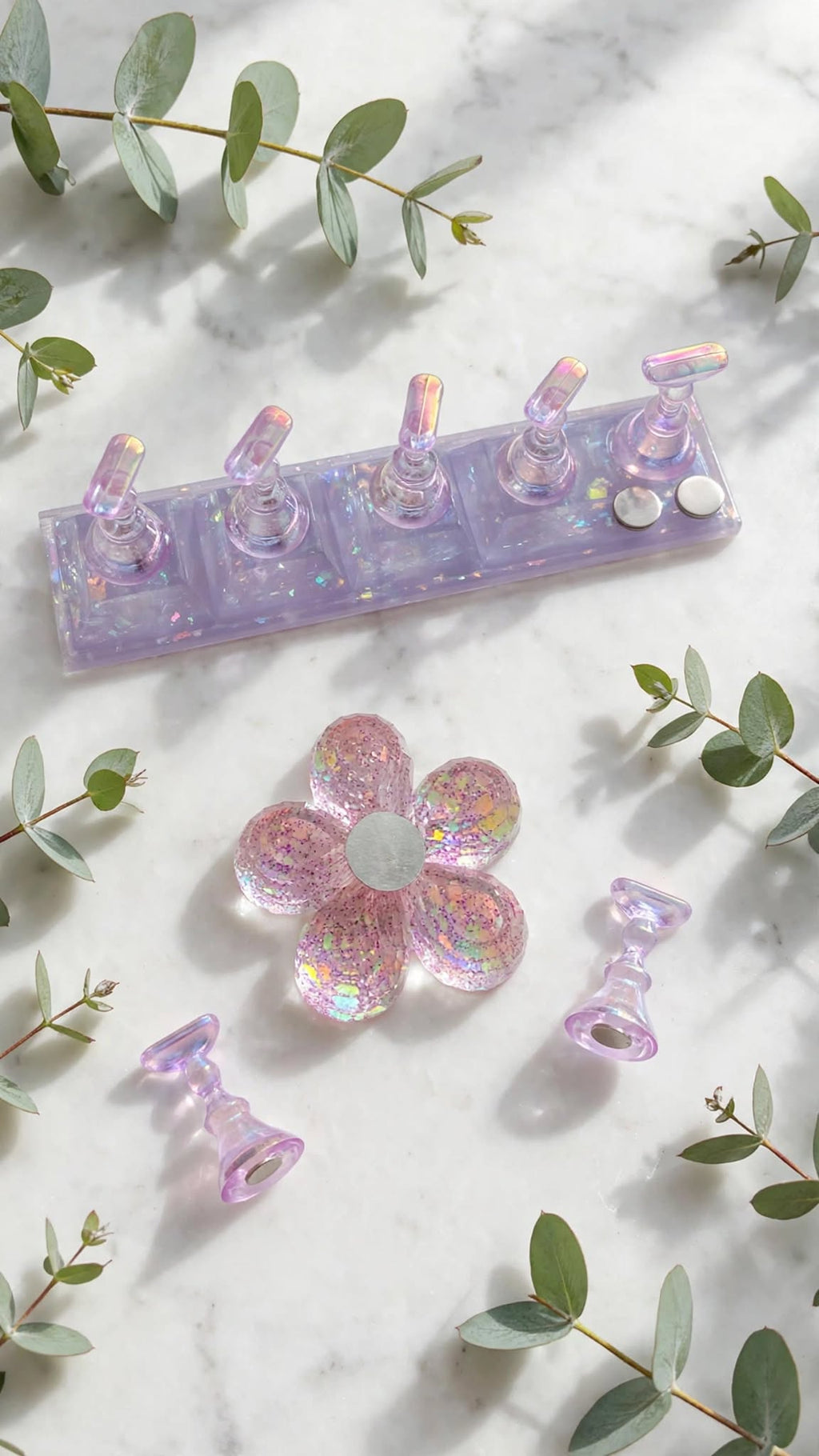 3D Acrylic Aurora Purple Nail Art Stand & Practice Set