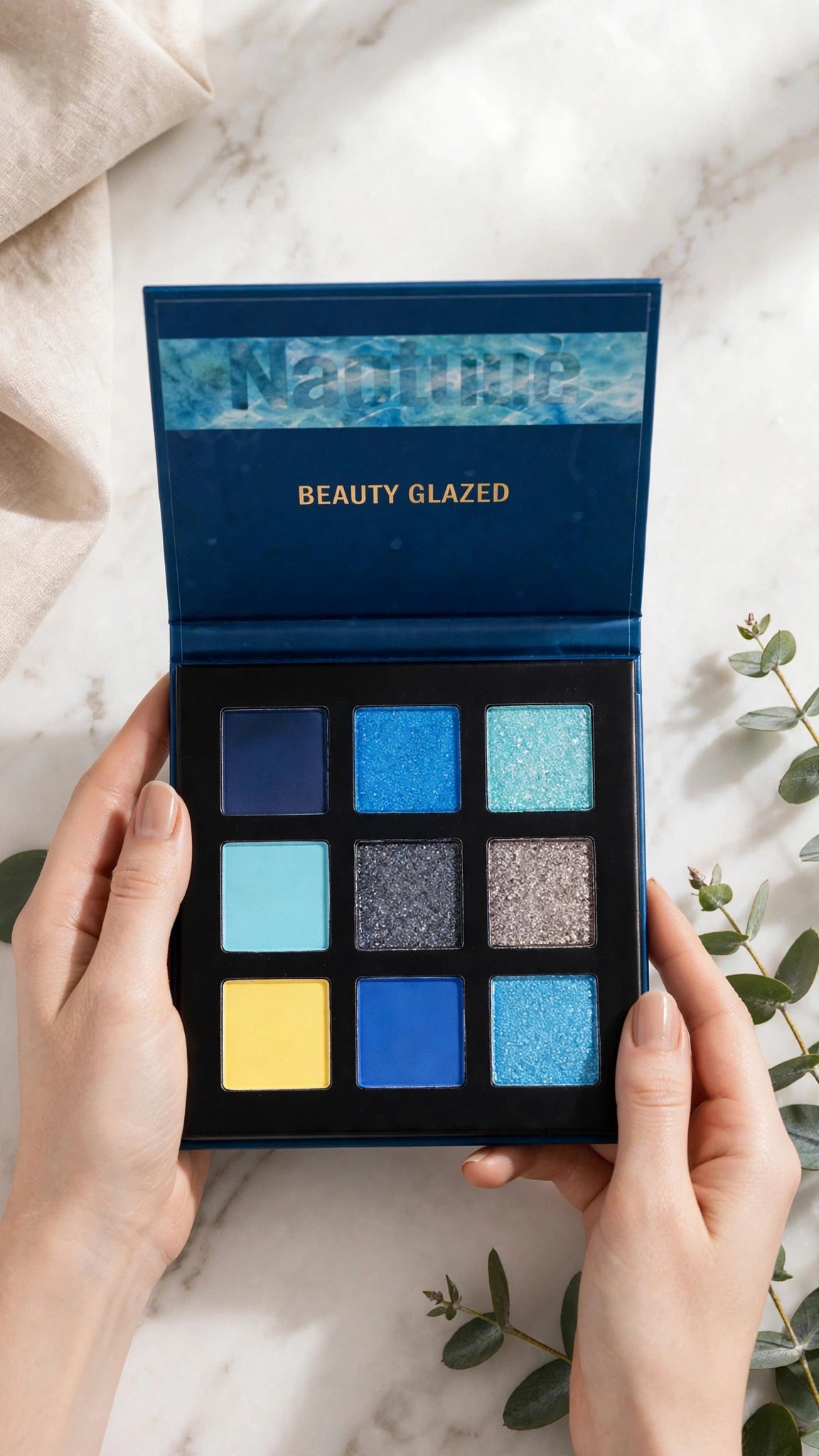 9-Colour Eyeshadow Palette – Matte, Shimmer, Glitter & Cream Textures