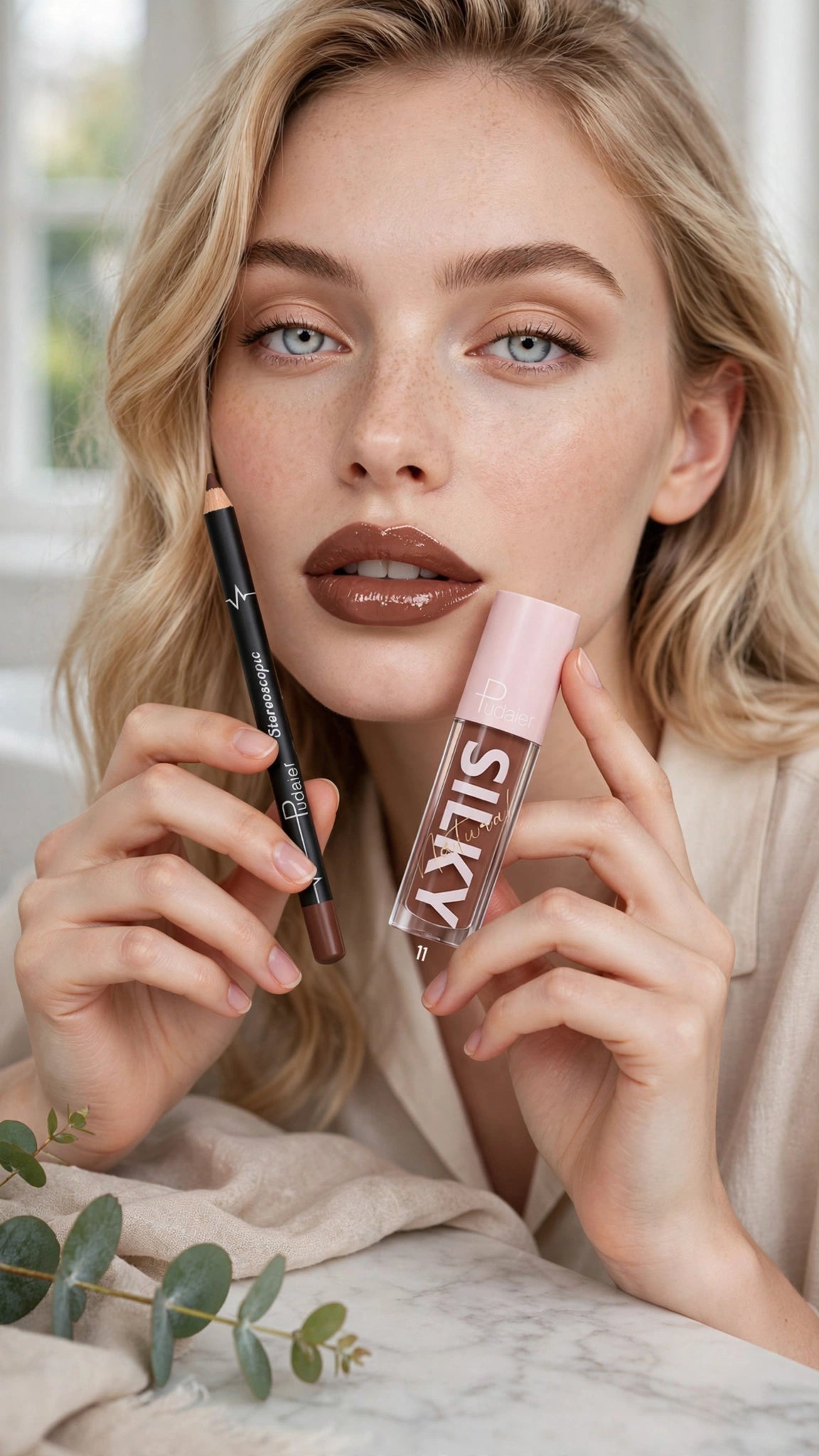 2-in-1 Lip Liner & Lip Gloss Set – Moisturising, Waterproof & Smudge-Proof