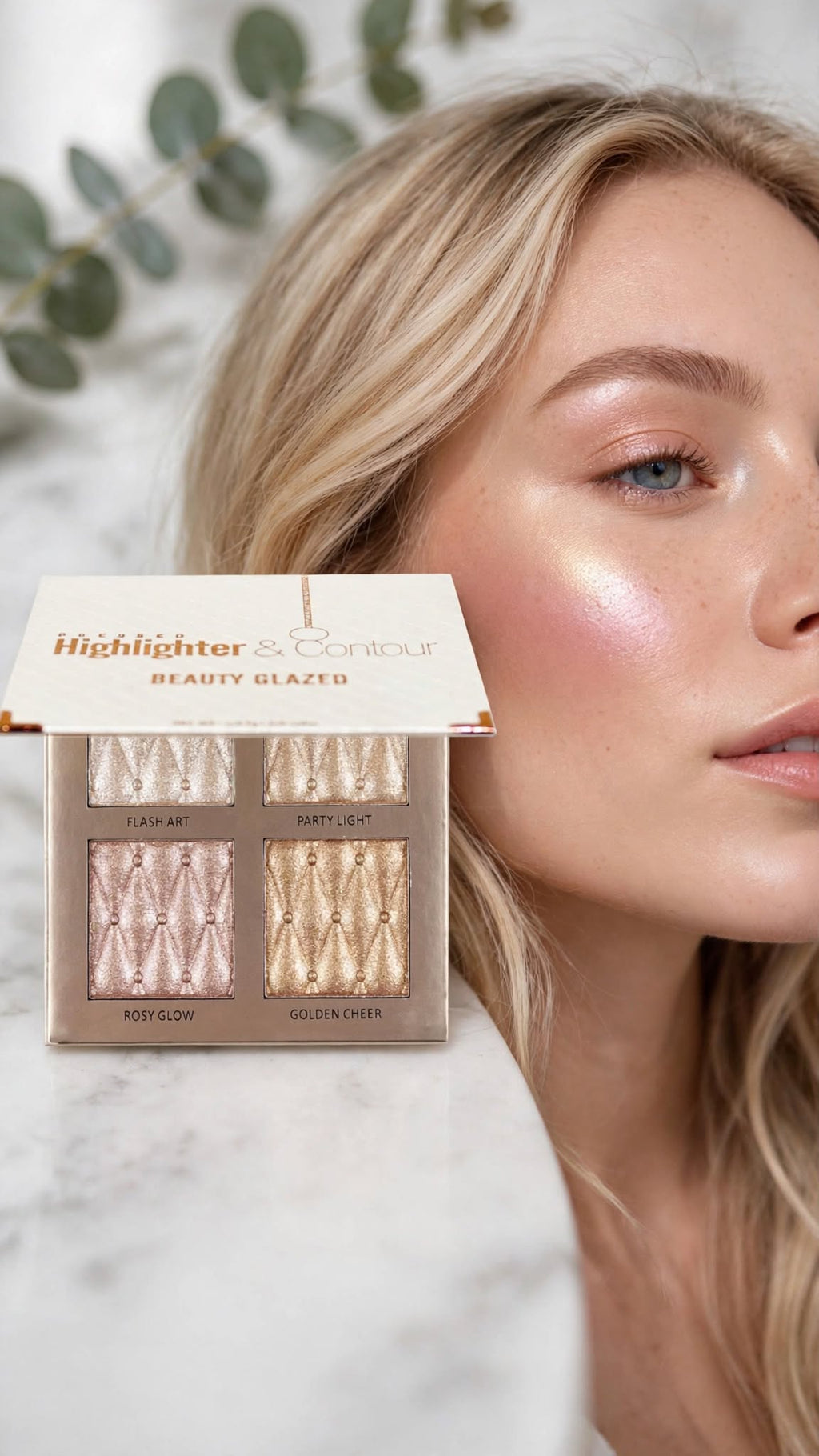 4-Colour Highlighter & Contour Palette – Bronzer, Eyeshadow & Brightening Shades