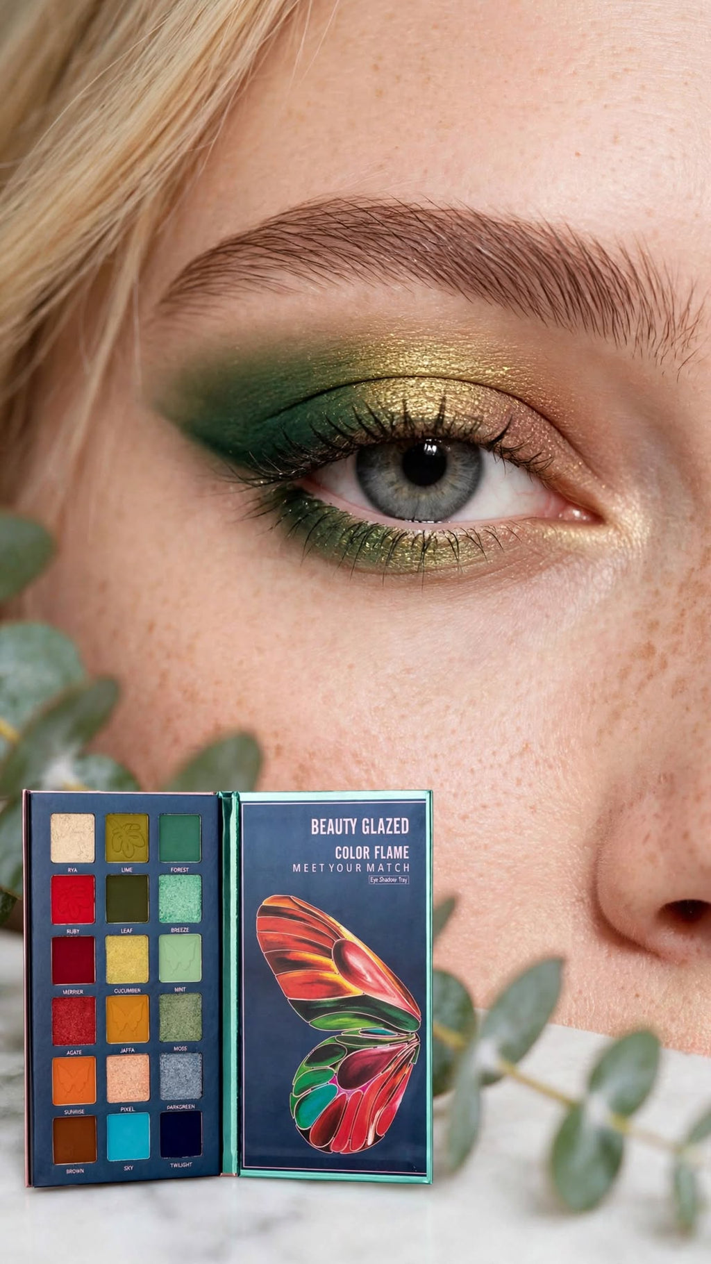 18-Colour Butterfly Eyeshadow Palette – Matte, Pearl & Glitter Shades