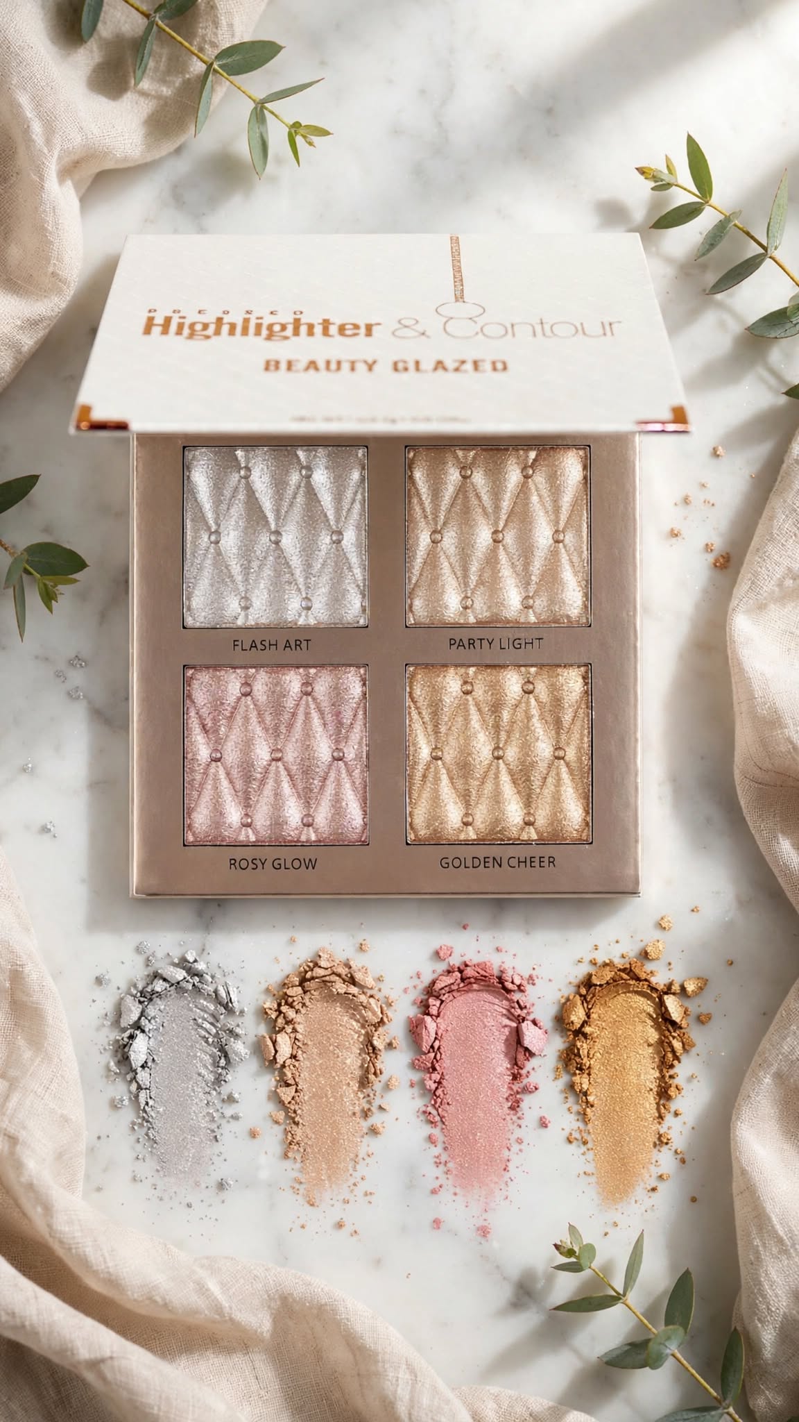 4-Colour Highlighter & Contour Palette – Bronzer, Eyeshadow & Brightening Shades
