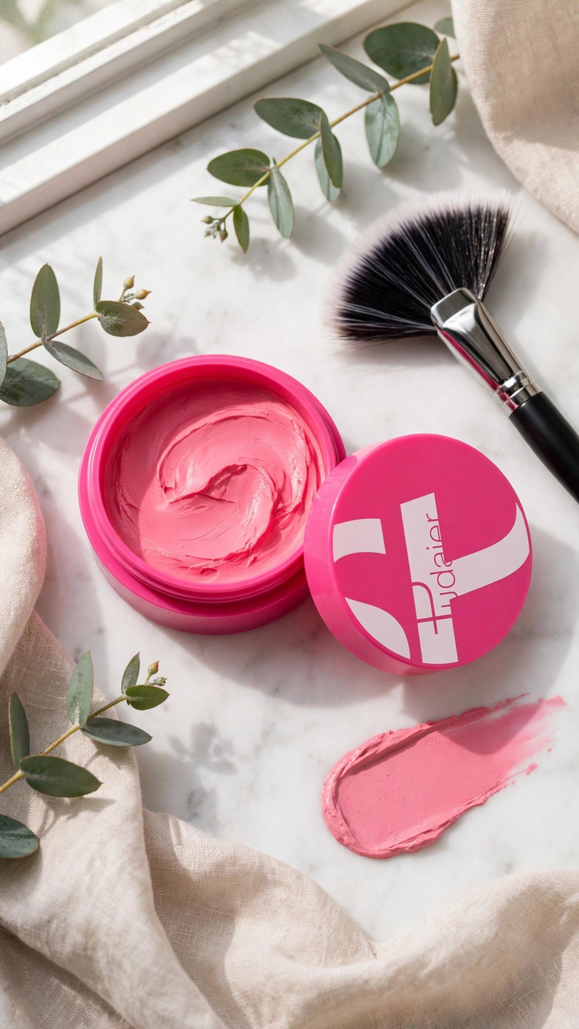 Highly Pigmented Fine Texture Blush with Brush – Waterproof 3D Contour Blush