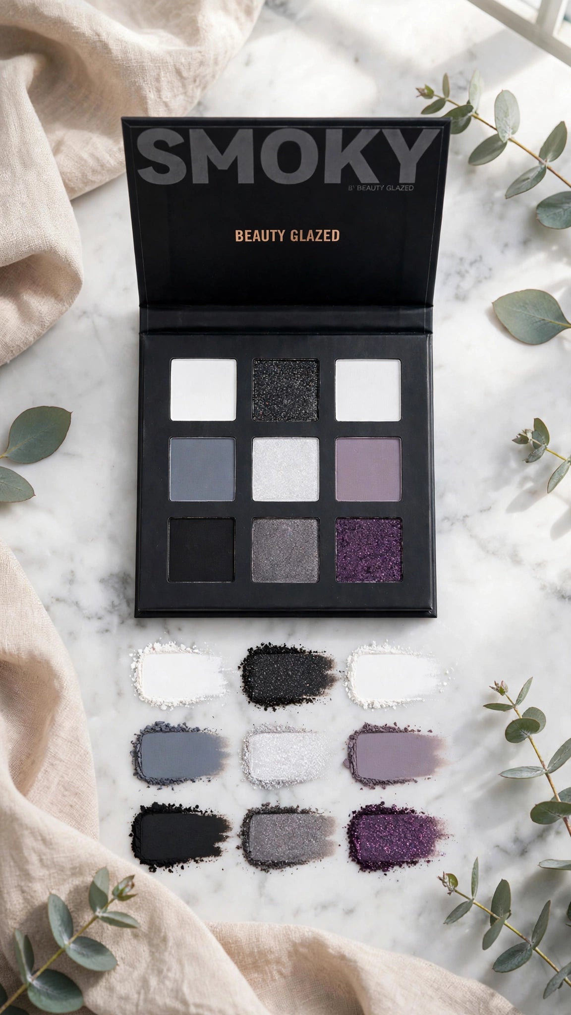 9-Colour Eyeshadow Palette – Matte, Shimmer, Glitter & Cream Textures