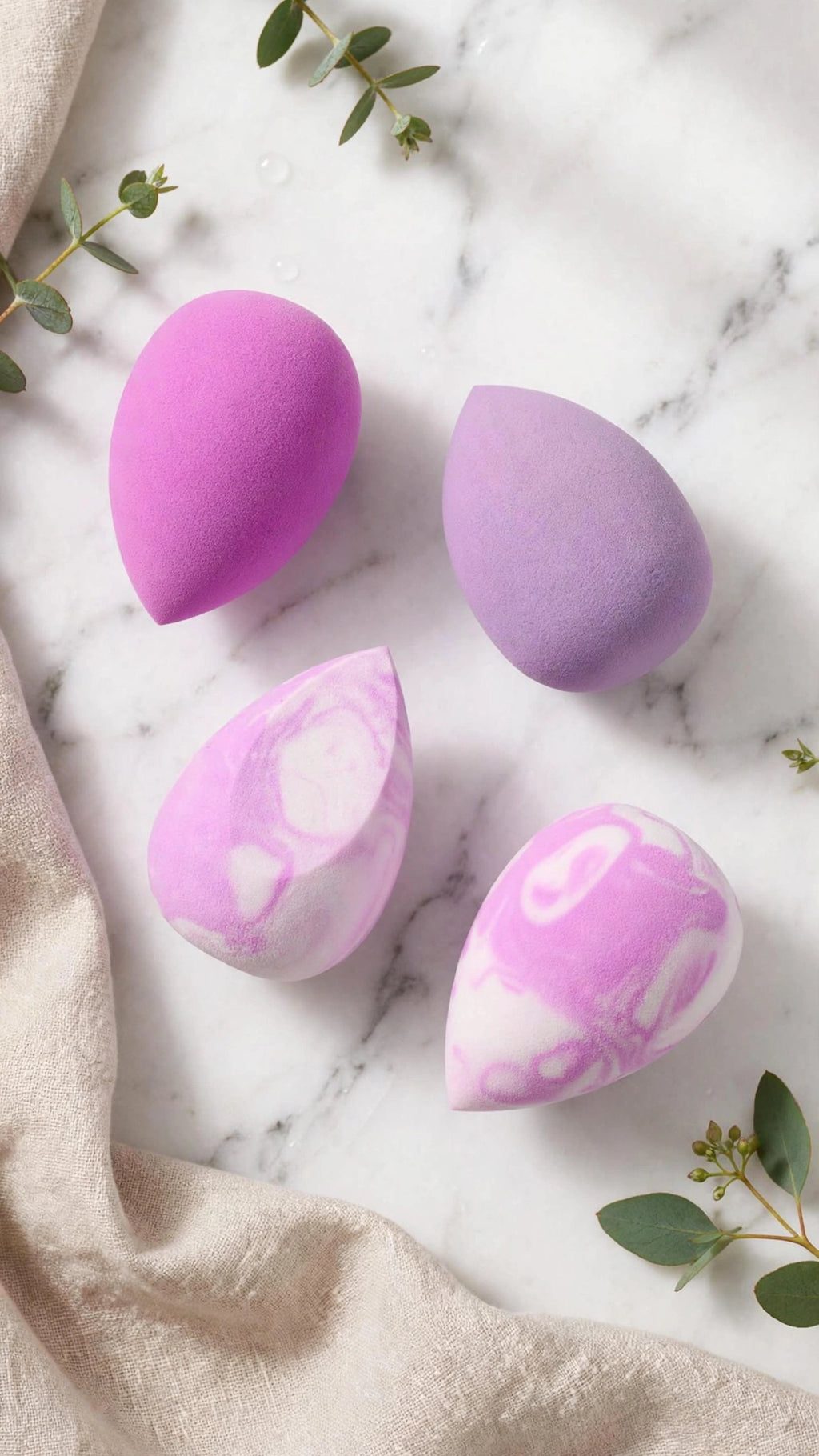 4-Piece Egg-Shaped Makeup Sponge Set – Wet & Dry Use, Foundation, Concealer & Powder