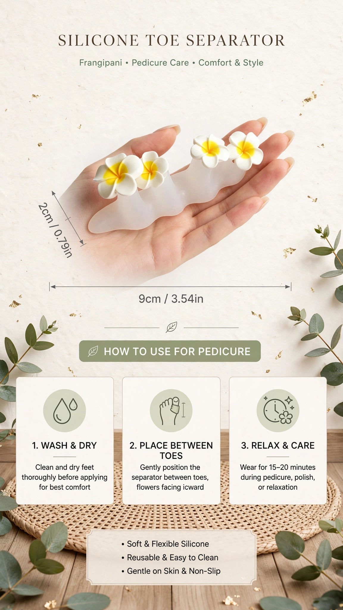 Colorful Flower Toe Separator – Reusable Soft Pedicure Tool for Nail Art & Foot Care