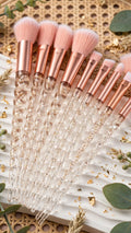 10pcs Gold Unicorn Spiral Handle Ergonomic Makeup Brush Set