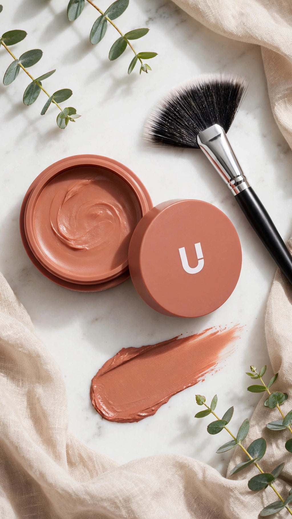 Highly Pigmented Fine Texture Blush with Brush – Waterproof 3D Contour Blush