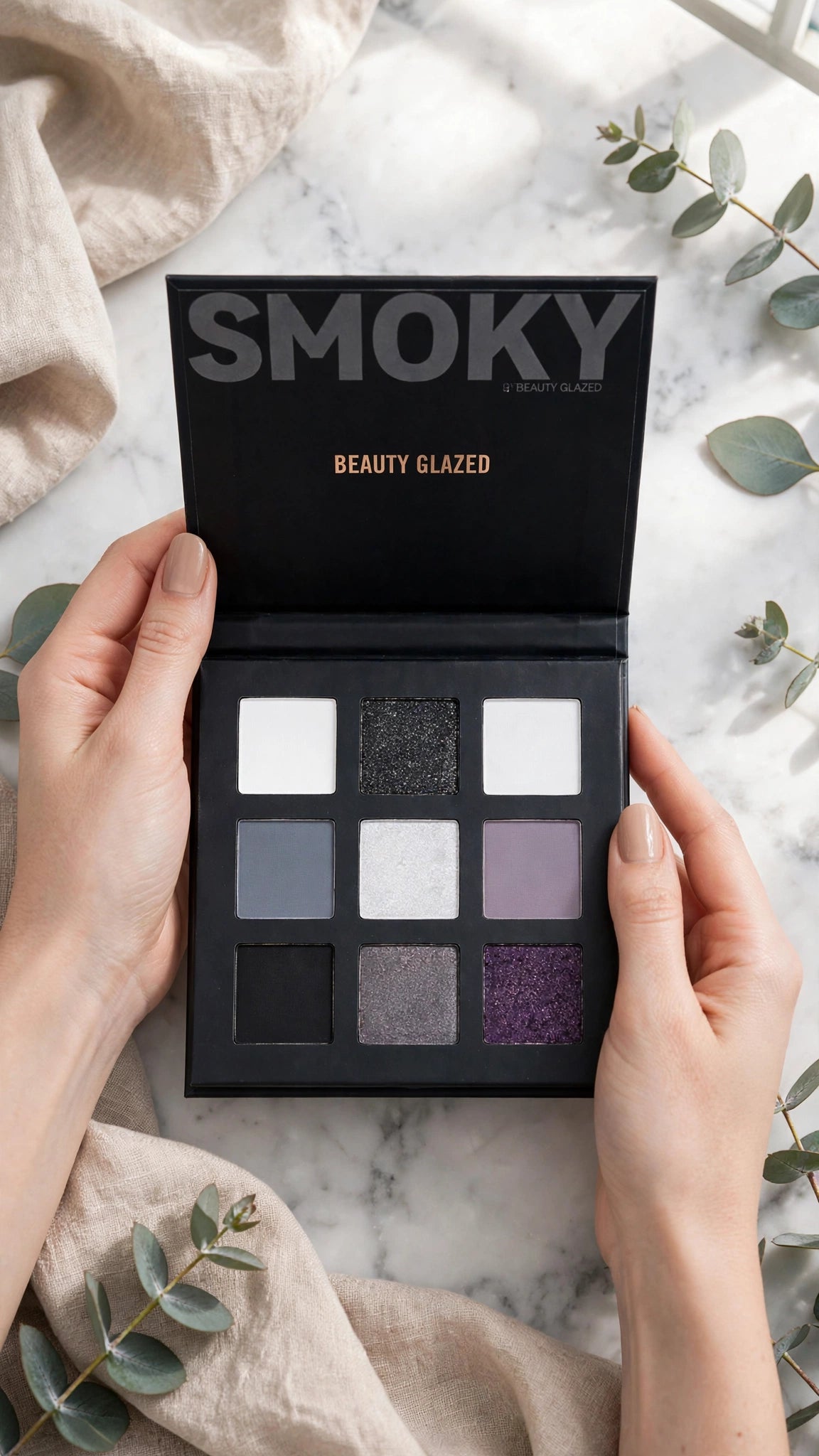 9-Colour Eyeshadow Palette – Matte, Shimmer, Glitter & Cream Textures