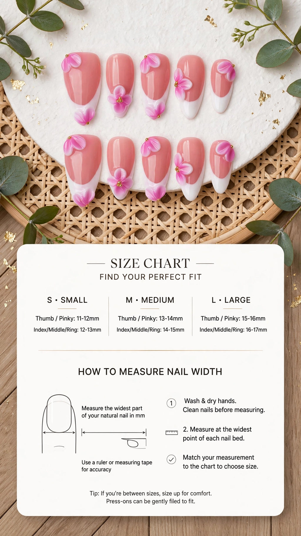 Almond-Shaped Press-On Nails – White & Nude French Tip with Carved Design (10pcs)