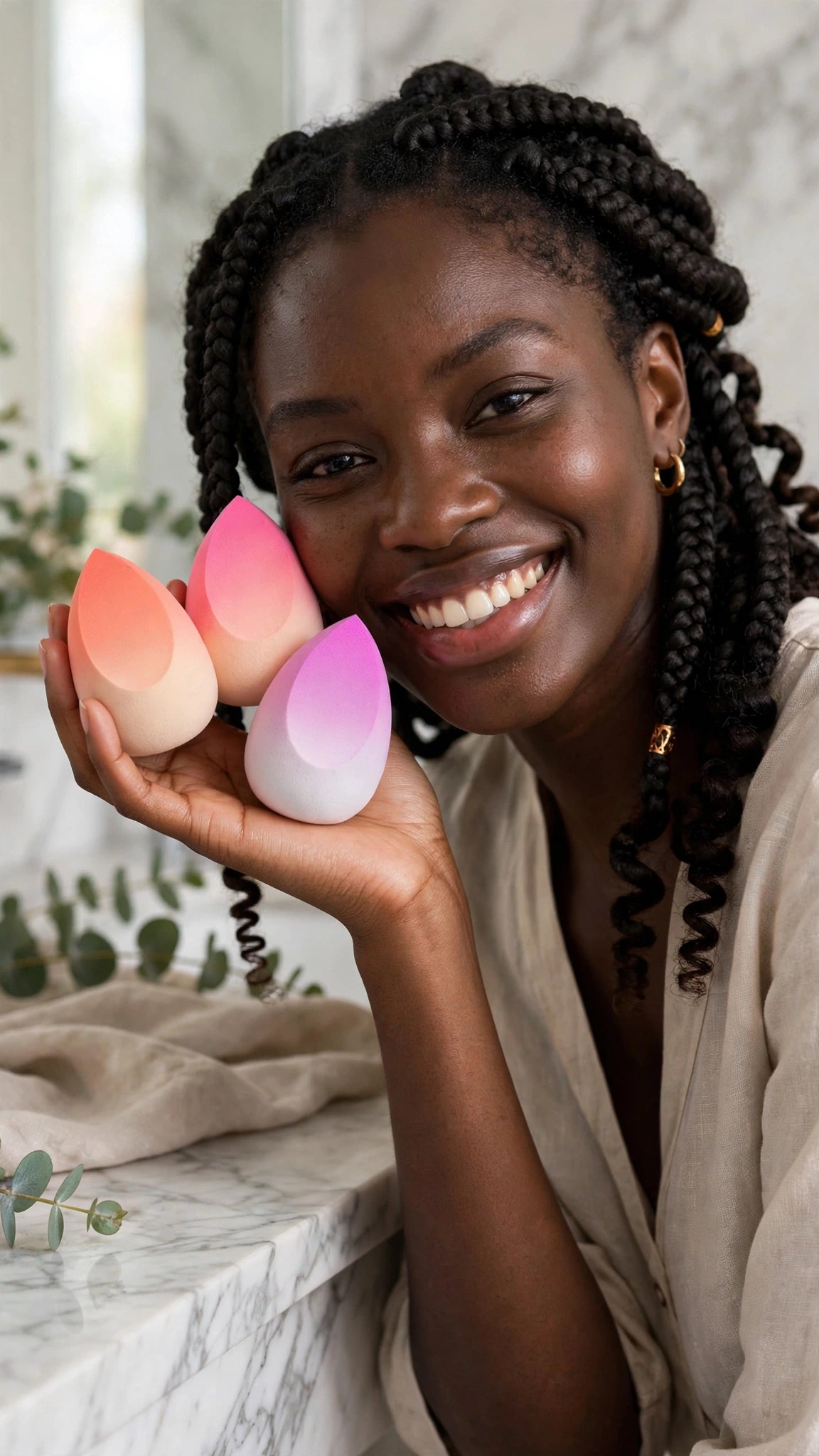 3-Piece Gradient Colour Makeup Sponge Set – Foundation, Concealer & Blending