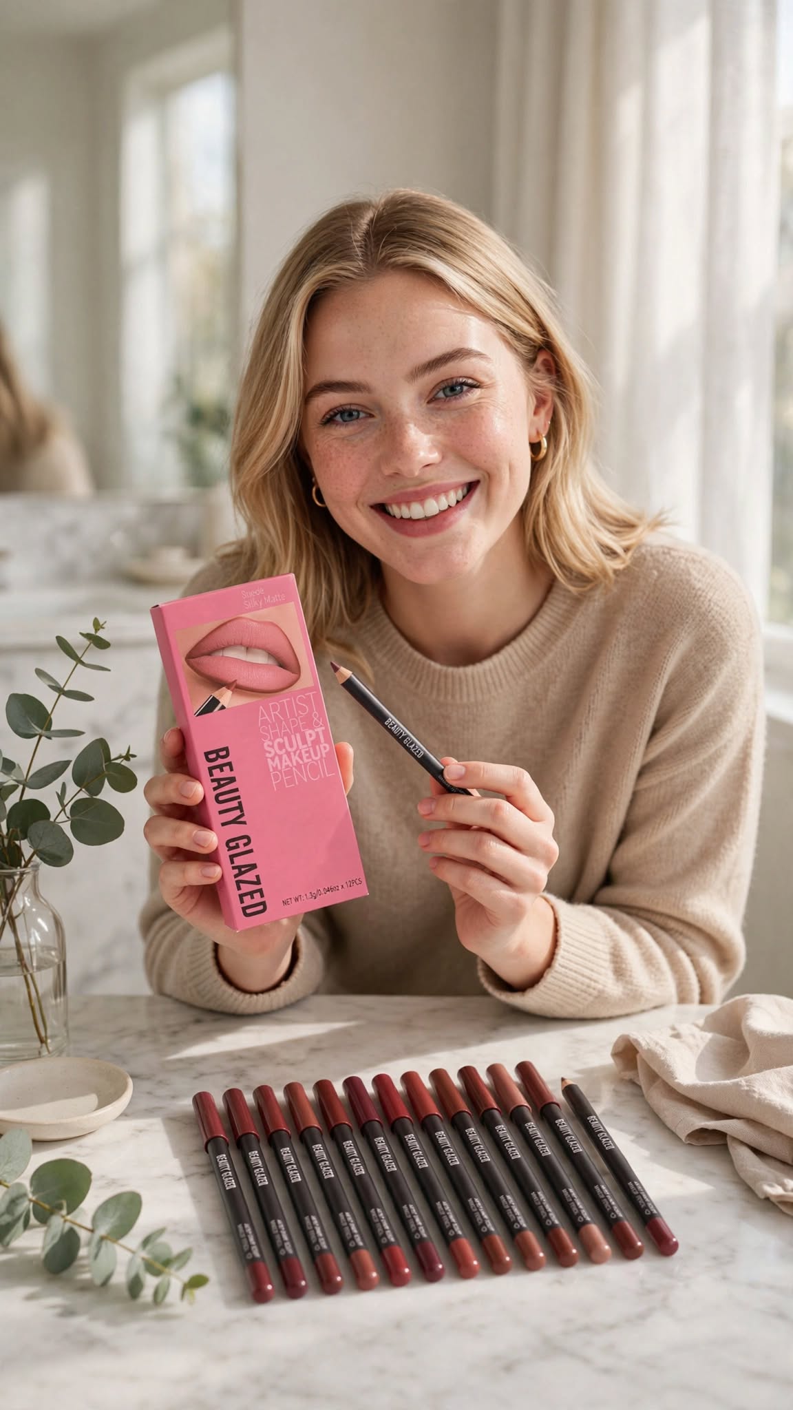 12-Piece Matte Nude Lip Liner Set – Waterproof, Long-Lasting & Smudge-Proof