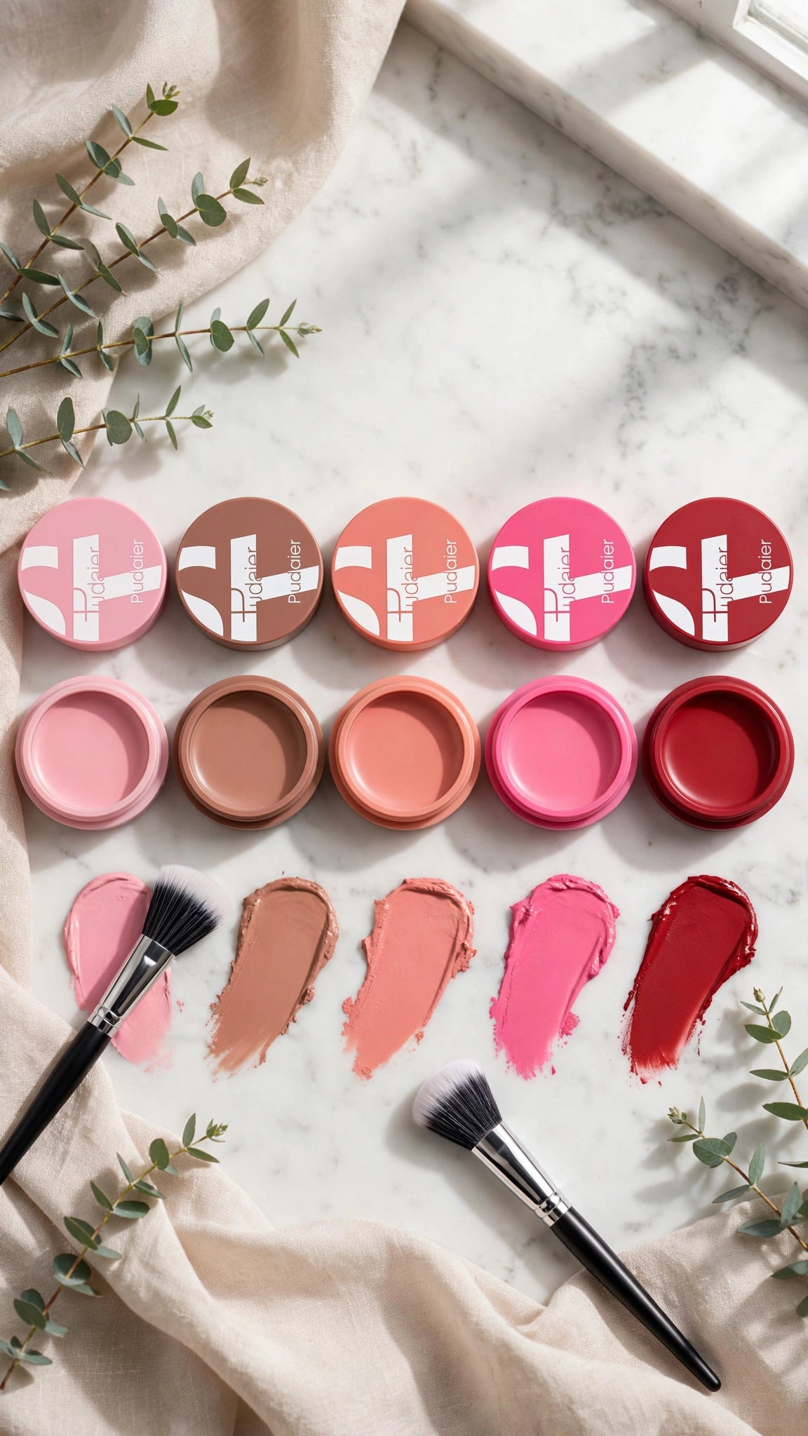 Highly Pigmented Fine Texture Blush with Brush – Waterproof 3D Contour Blush