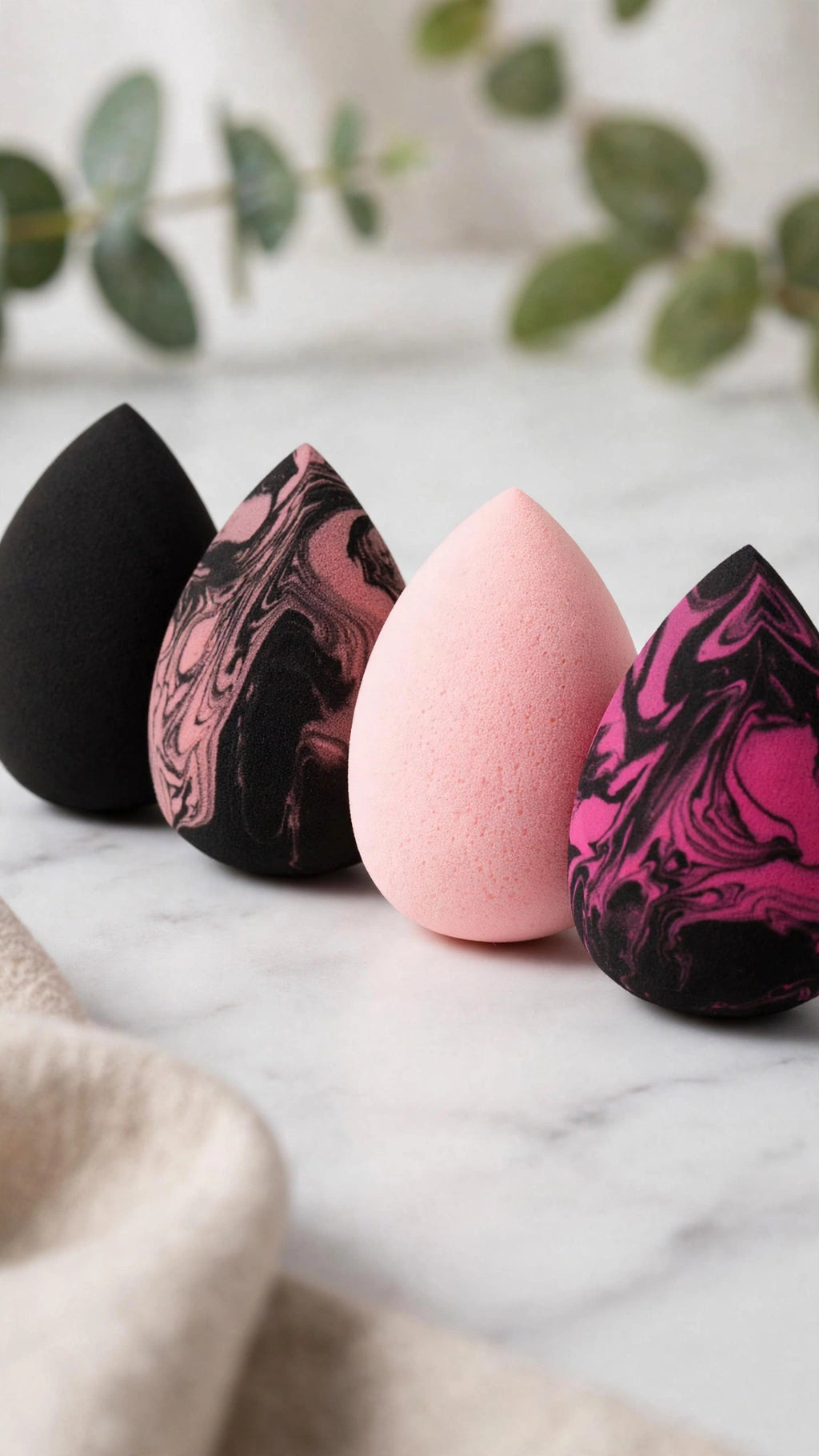 4-Piece Egg-Shaped Makeup Sponge Set – Wet & Dry Dual Use for Foundation & Concealer