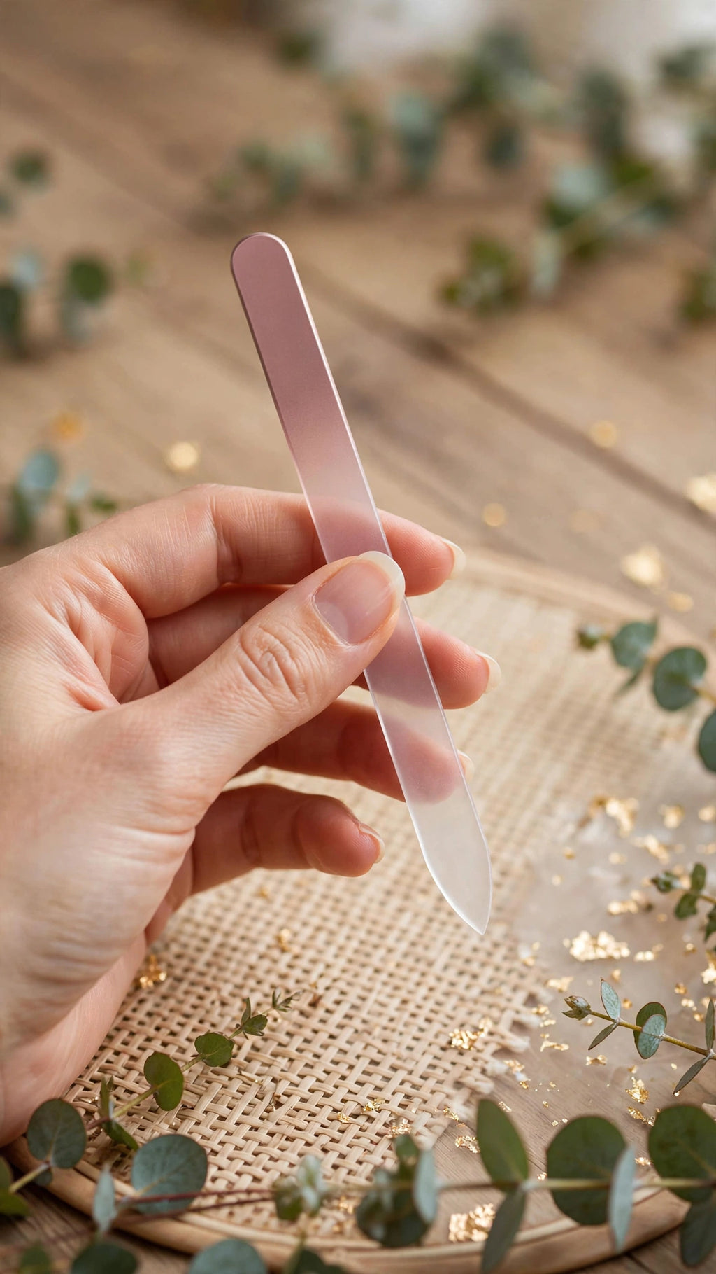 Rose Gold Glass Nail File – Manicure & Pedicure Nail Tool